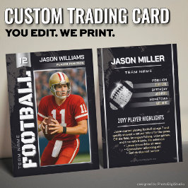 Cartão De Contato Custom Football Trading Card, Silver Power Player