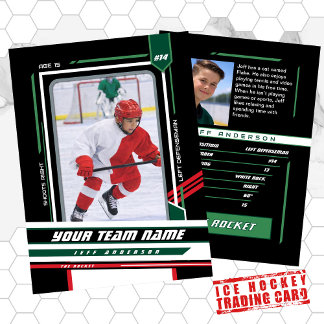 Cartão De Contato Custom Green & Black Ice Hockey Player Card