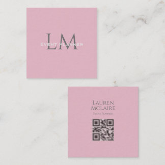 Cartão De Contato Custom Monogram QR Calling Card Pink Taupe