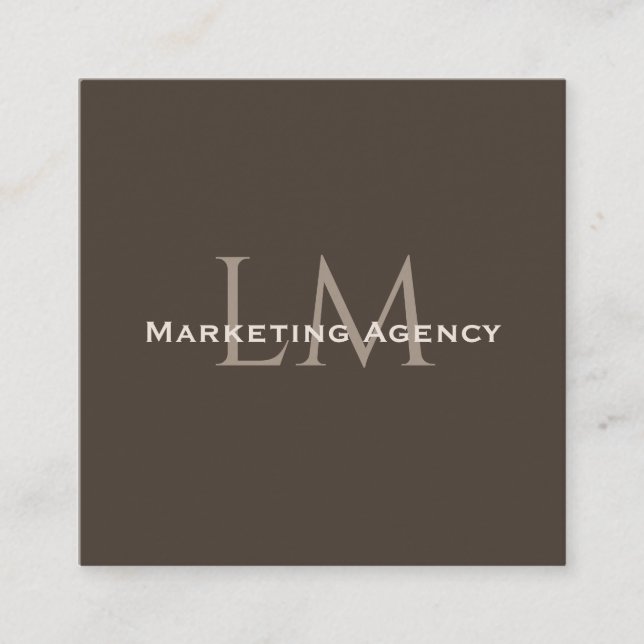 Cartão De Contato Custom QR Monogram Calling Card Taupe Brown (Frente)