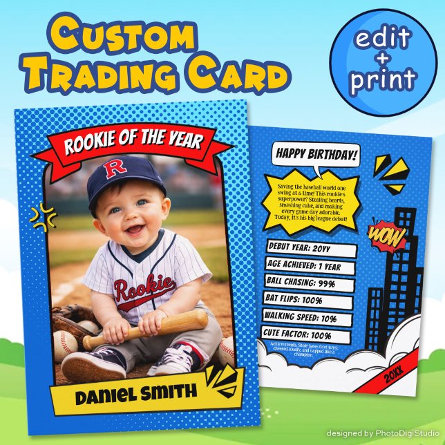 Cartão De Contato Custom Rookie Trading Card, Fun Rookie of the Year (Custom Rookie Trading Card, Fun Rookie of the Year Card)