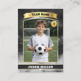 Cartão De Contato Custom Soccer Trading Card, Black Gold Stadium 