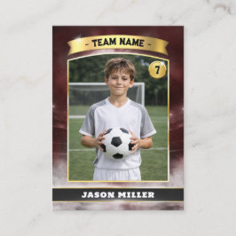 Cartão De Contato Custom Soccer Trading Card, Red Gold Stadium 