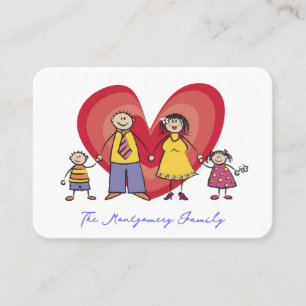 Cartão De Contato Cute Estilizado Desenho Animado Família Feliz Gran