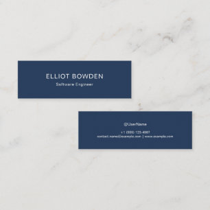Cartão De Contato Design Simples e Elegante Personalizado Azul Marin