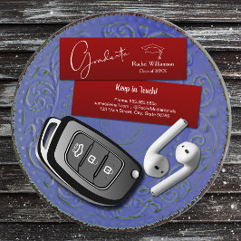 Cartão De Contato Detalhes da Classe de Nome de Graduação Vermelho C