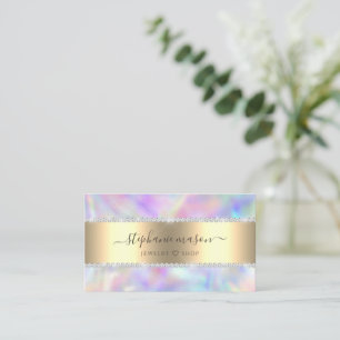 Cartão De Contato Diamantes de Arco-Íris Pastel Holográfico Garota N