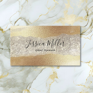 Cartão De Contato Dourado Moderno Diamante Brilho Falso Luxo Glam