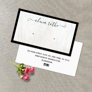 Cartão De Contato Ecrã de borda preta de madeira branca