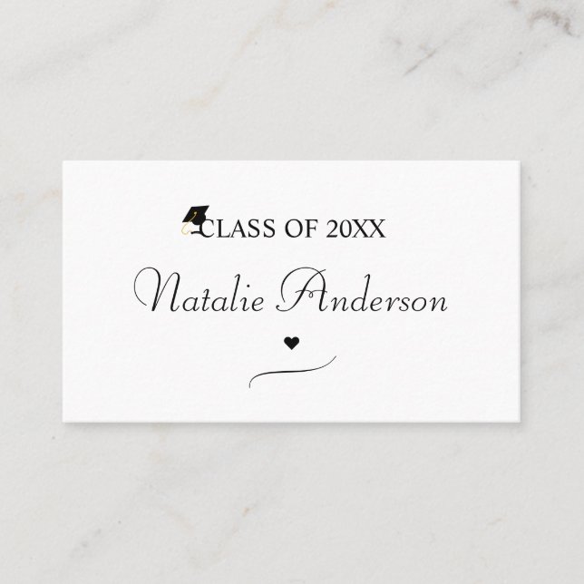 Cartão De Contato Elegant Graduate Name Calling Card – Class of 2026 (Frente)