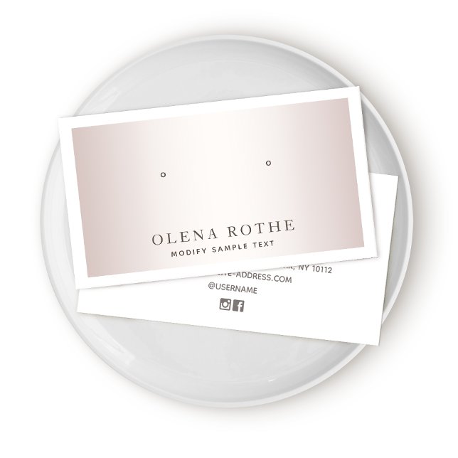 Cartão De Contato Elegante Rosa Dourado de Borda Branca com Vista (Criador carregado)