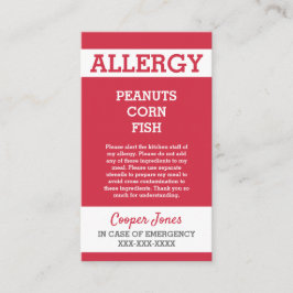 Cartão De Contato Emergência vermelha feita sob encomenda do