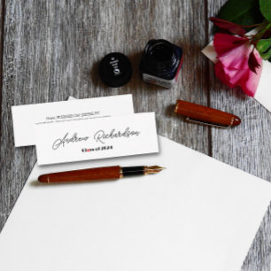 Cartão De Contato Escrita negra vermelha moderna e elegante