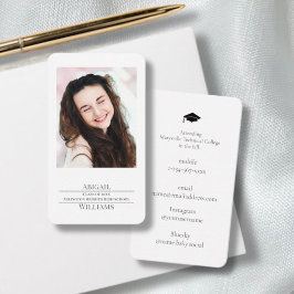 Cartão De Contato Estilo Minimalista de Fotos de Formatura