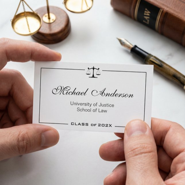 Cartão De Contato Estudante da Faculdade de Direito Simples, Preto e (Criador carregado)