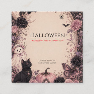 Cartão De Contato Festa de Halloween Botânica Escura Elegante