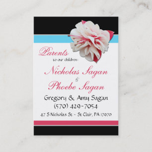 Cartão De Contato Flor Fuchsia ~ 2 Criança, 2 Pais Chamando Cartõe