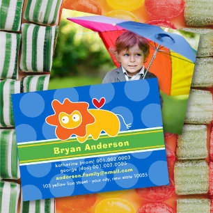 Cartão De Contato Foto de Perfil de Criança Colorida Leão Desenho An
