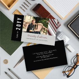 Cartão De Contato Foto do Formando Moderno com Stripes de Pino de Pr