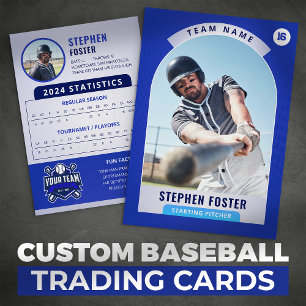 Cartão De Contato Foto do Jogador de Beisebol Pro Azul Carta de Troc