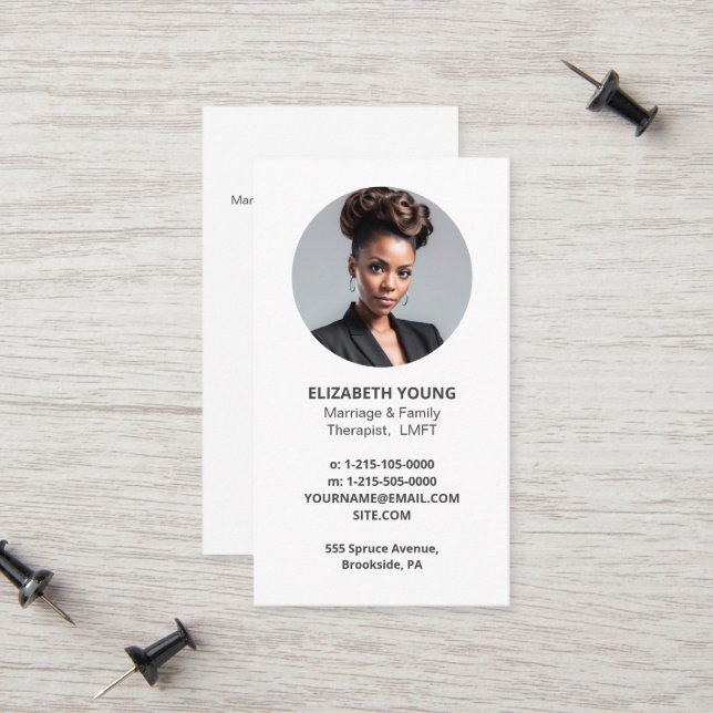 Cartão De Contato Foto e QR do treinador do casamento e da família (Frente/Verso In Situ)