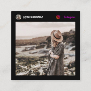 Cartão De Contato Foto moderna Instagram mídia social mínima negra