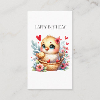 Cartão De Contato Frango de aniversário fofo.