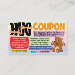 Cartão De Contato Free Hug Coupons - Gift for Wife, Husband, Kids