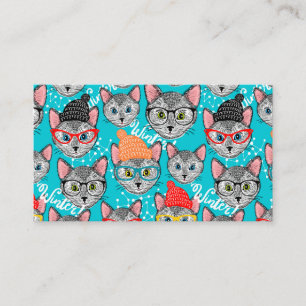 Cartão De Contato Gato no chapéu 
