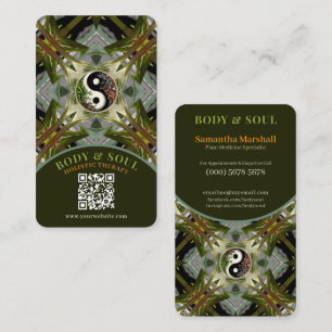 Cartão De Contato Geometria Verde Medicina Vegetal Yin Yang Holístic
