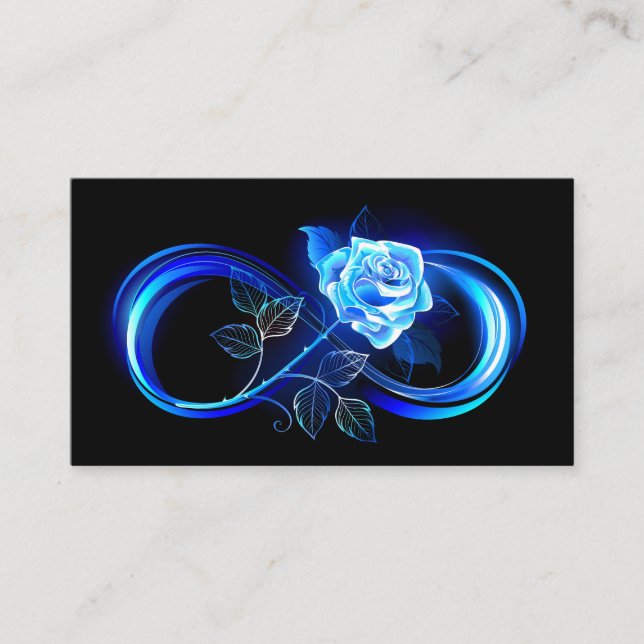 Cartão De Contato Glowing infinity with blue rose (Frente)