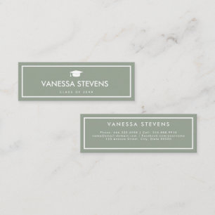 Cartão De Contato Graduação Clássica Verde Sage