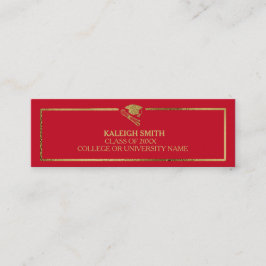 Cartão De Contato Graduação Dourada Vermelha Personalizada Inserir C