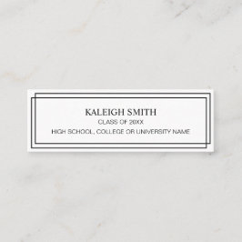 Cartão De Contato Graduação em branco preto moderno Inserir placa de