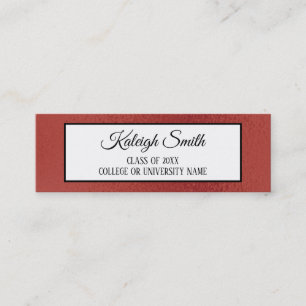 Cartão De Contato Graduação em branco vermelho preto Inserir placa d