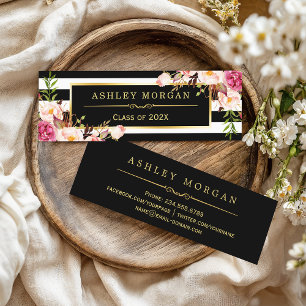 Cartão De Contato Graduação Inserir Placa Floral Preto - Banhas Bran