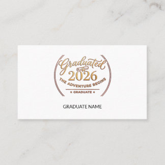 Cartão De Contato Graduation 2026 Gold Foil Note Card / Tarjeta 