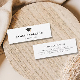 Cartão De Contato Graduation Name Card Classic Black and White 