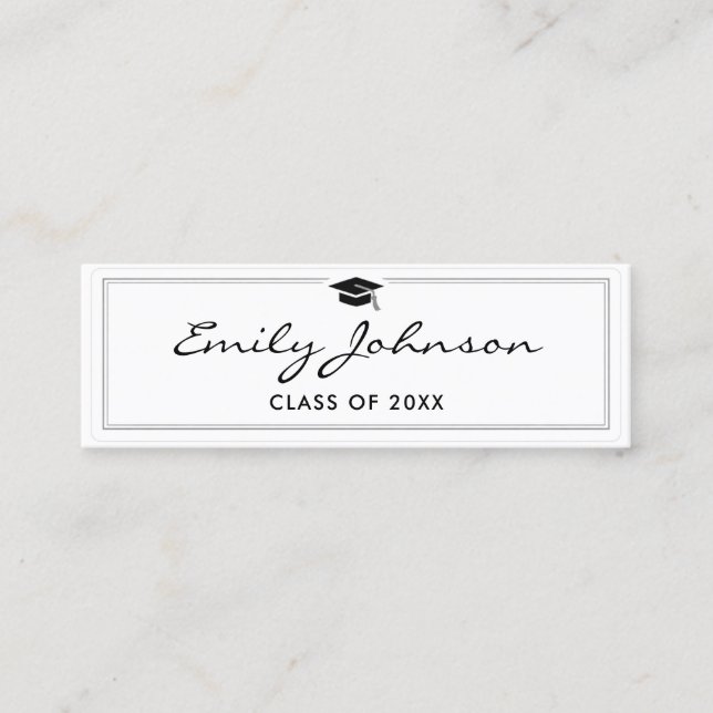 Cartão De Contato Graduation Name Card - Elegant Classic Insert Card (Frente)