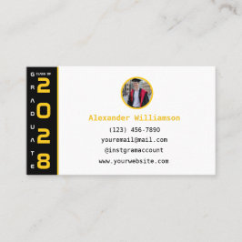 Cartão De Contato Graduation Yellow Black QR Code Modern Graduation