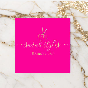 Cartão De Contato Hairstylist Dourada rosa Elegante Minimalista