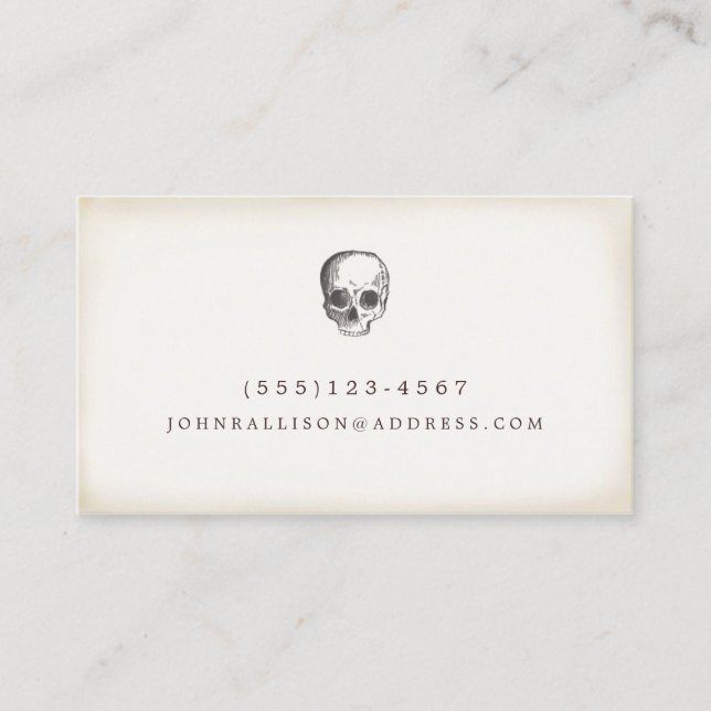Cartão De Contato Halloween do crânio assustador (Frente)