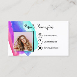 Cartão De Contato Ícones de mídia social rabiscados Foto Blue Waterc