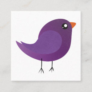 Cartão De Contato Ilustração de Passarinho Roxo Fofo
