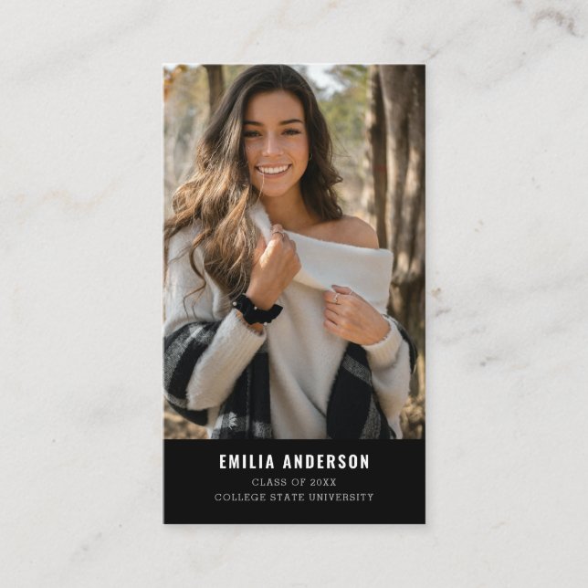 Cartão De Contato Informações sobre o Código QR de Foto de Graduação (Frente)