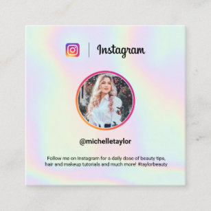Cartão De Contato Instagram fotografia trendam arco-íris holográfico
