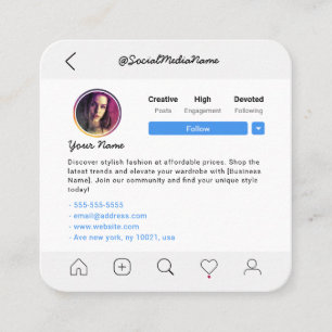 Cartão De Contato Instagram Social Media Siga nosso perfil