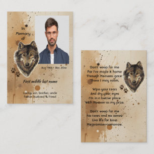 Cartão De Contato Lembrança Memorial Cristã Lobo Lobos Animal