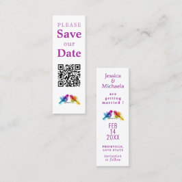 Cartão De Contato LGBTQ+ com código QR Rainbow Lovebirds