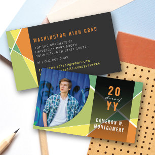 Cartão De Contato Linhas Geométricas Elegantes de Citrus Mod Foto Gr